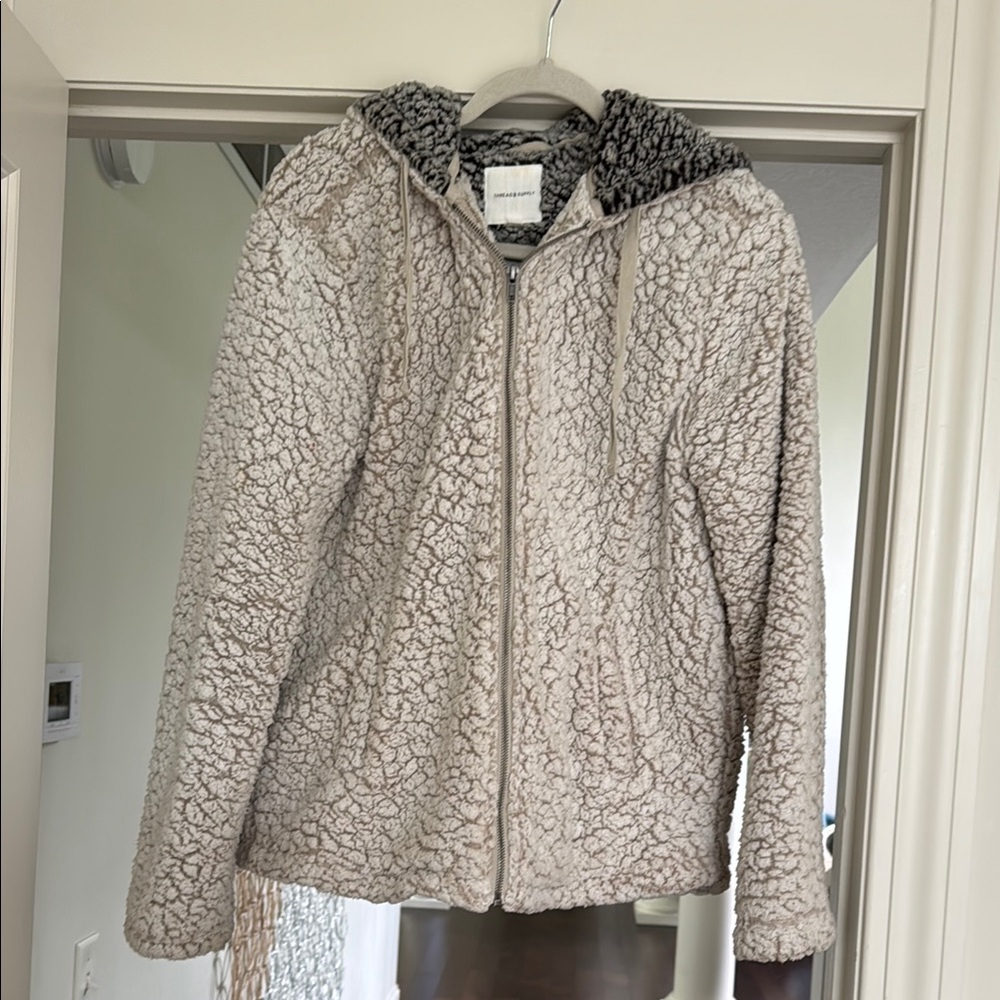 Thread & Supply Cream Teddy Jacket full zip and hood